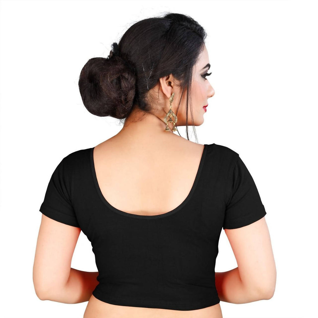 Vamika Black Lycra Plain Blouse