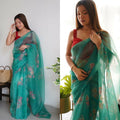 Vamsee Rency Dark Green Organza Saree