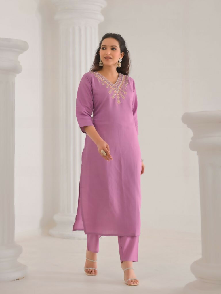 Ethnic Festive Wear Viscose Chanderi Pink Stitched Suit With Dupatta - Tanisha