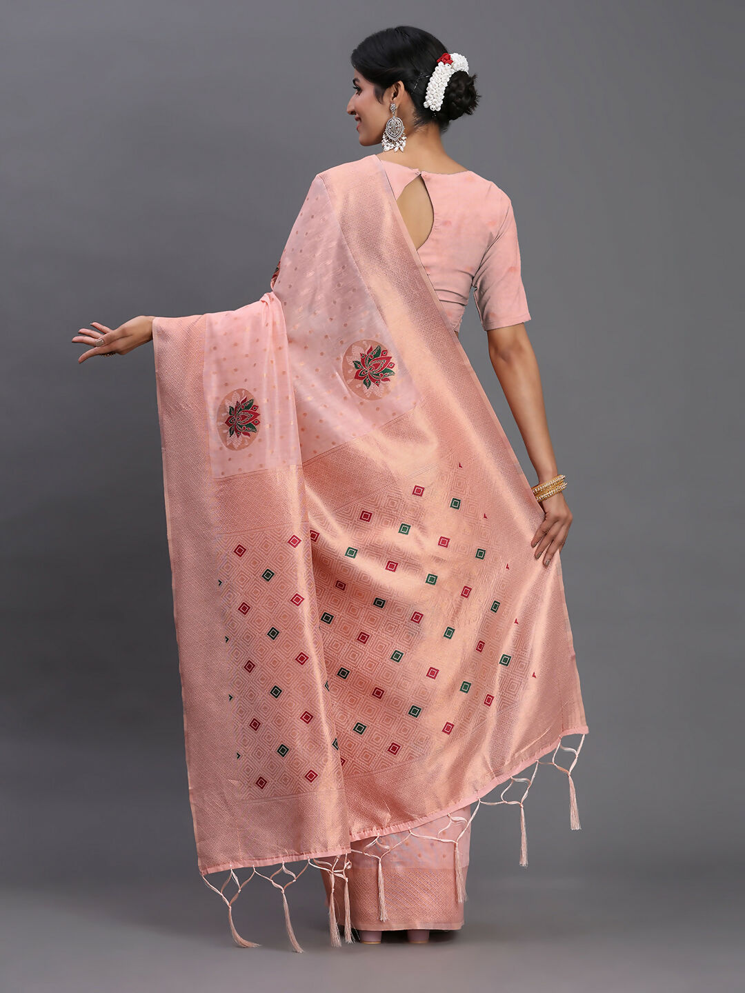 Shree Shyam Fashion Linen Cotton Light Pink Saree