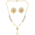 AanyaCentric Gold-Polished Short Mangalsutra Set with Earrings