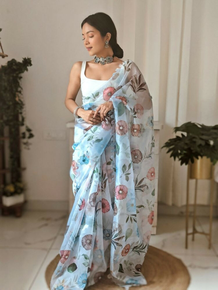 Vamsee Aarushi Mix Color Organza Saree