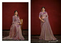 Purple Pure Banarasi Jari Crinkle Sequence with Handwork Saree with Stitched Blouse - Mohmanthan Aaina