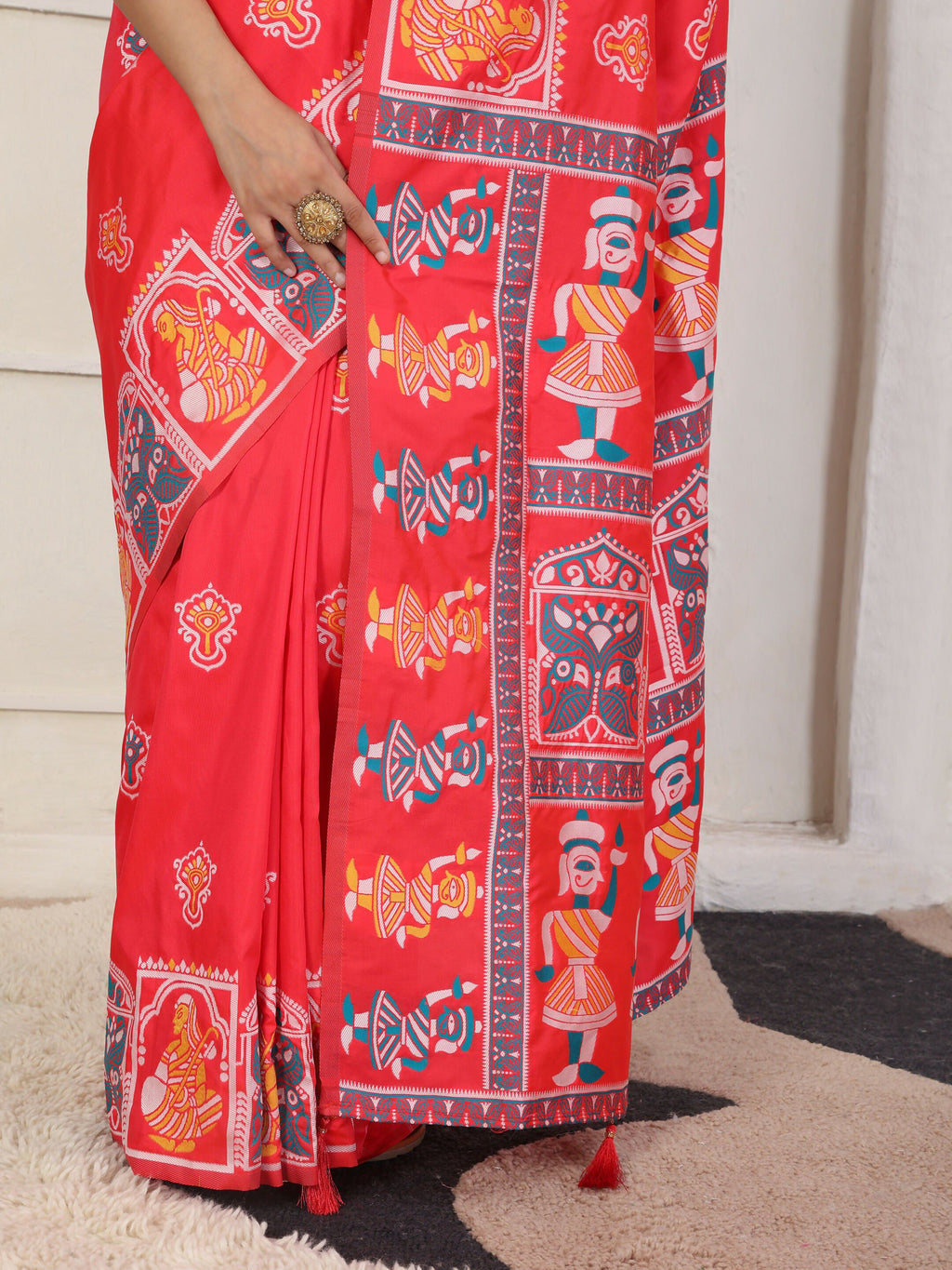 Shree Shyam Fashion Silk Blend Red Saree