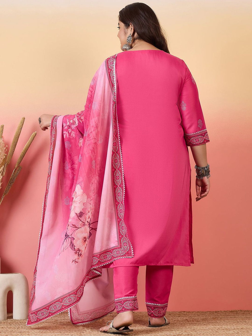 Sztori Women Floral Yoke Design Regular Kurta with Trousers & With Dupatta