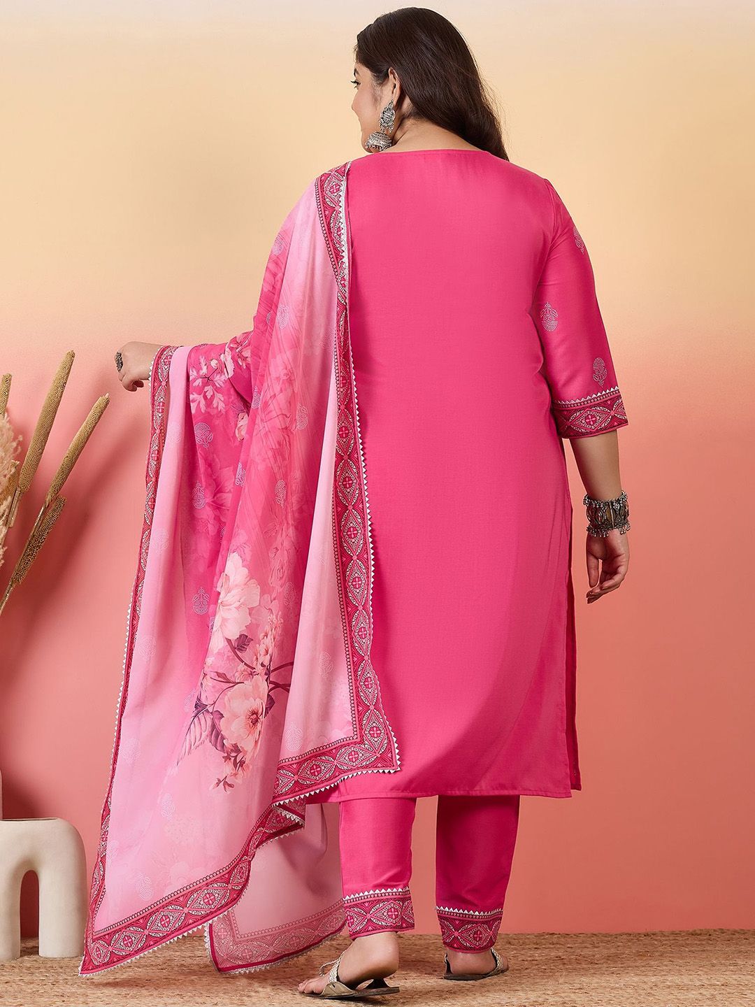 Sztori Women Floral Yoke Design Regular Kurta with Trousers & With Dupatta