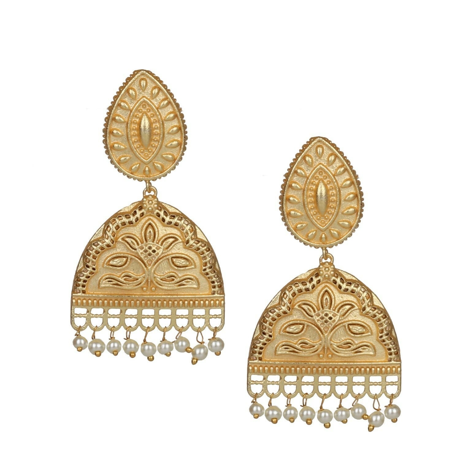 Joban Fashion Women Matte Gold Brass Earrings