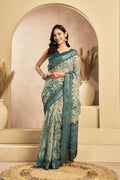 Vastranavya Digital Printed Linen Ready To Wear Designer Saree with Unstitched Blouse