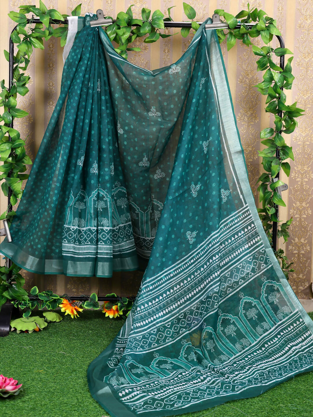 Shree Shyam Fashion Cotton Teal Saree