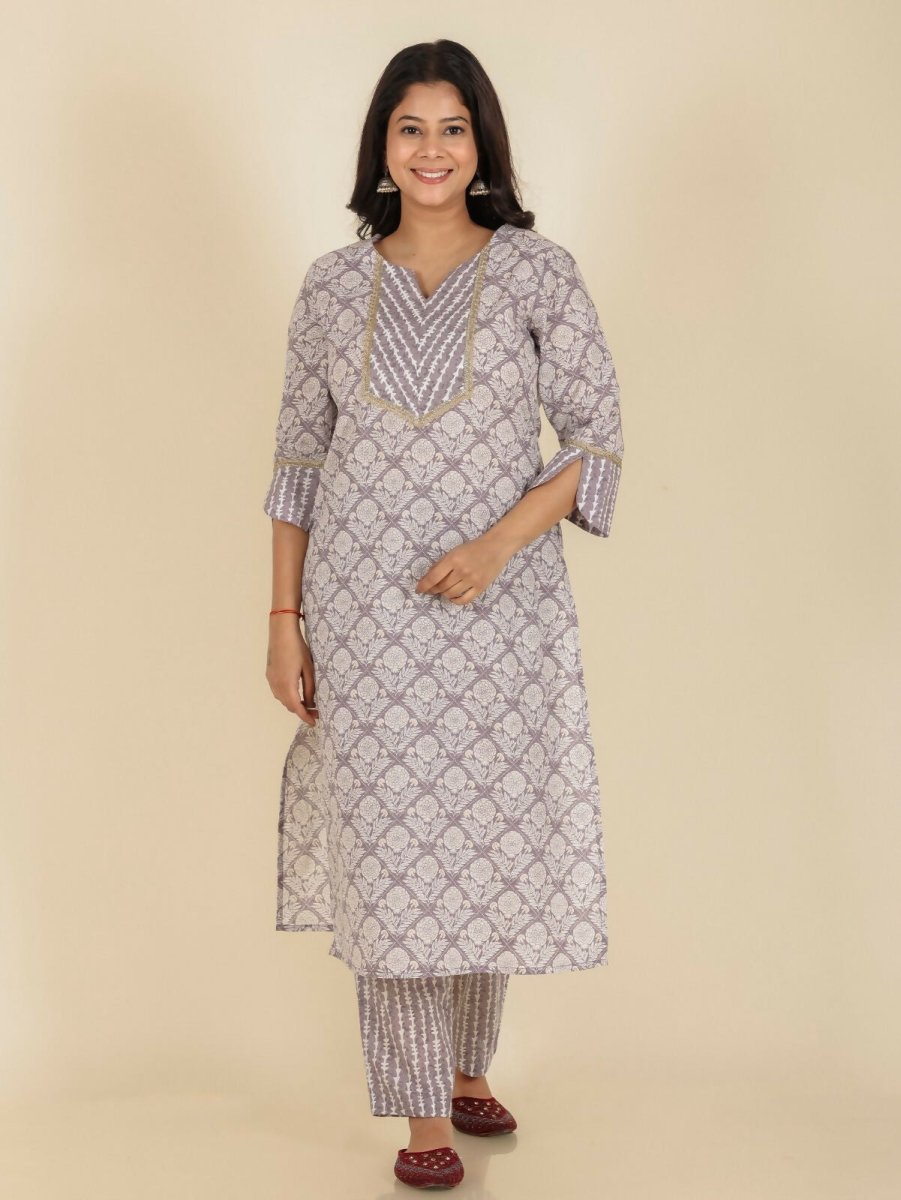 Aramya Straight Soft Cotton Floral Print Women's Kurta - Beige