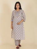 Aramya Straight Soft Cotton Floral Print Women's Kurta - Beige