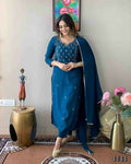 Ethnic Festive Wear Reyon Slub Rama Stitched Suit With Dupatta - Tanisha