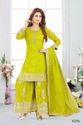 Joban Fashion Chinon Lil Green Color Kurta Set