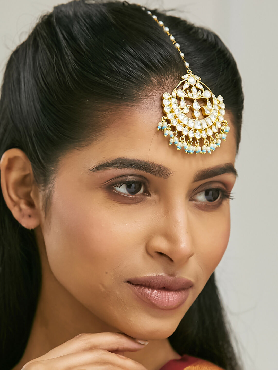 Nuyug 22k Gold Plated Crescent Maang Tikka