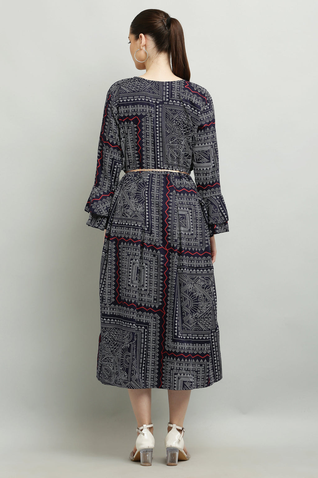 PAVONINE Navy Blue Color White Printed Kurta For Women