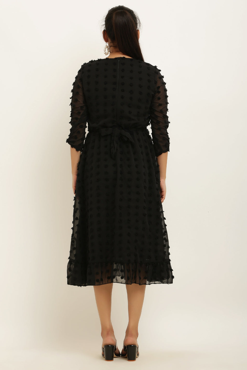 PAVONINE Buta-Design Black Dress For Girls & Women