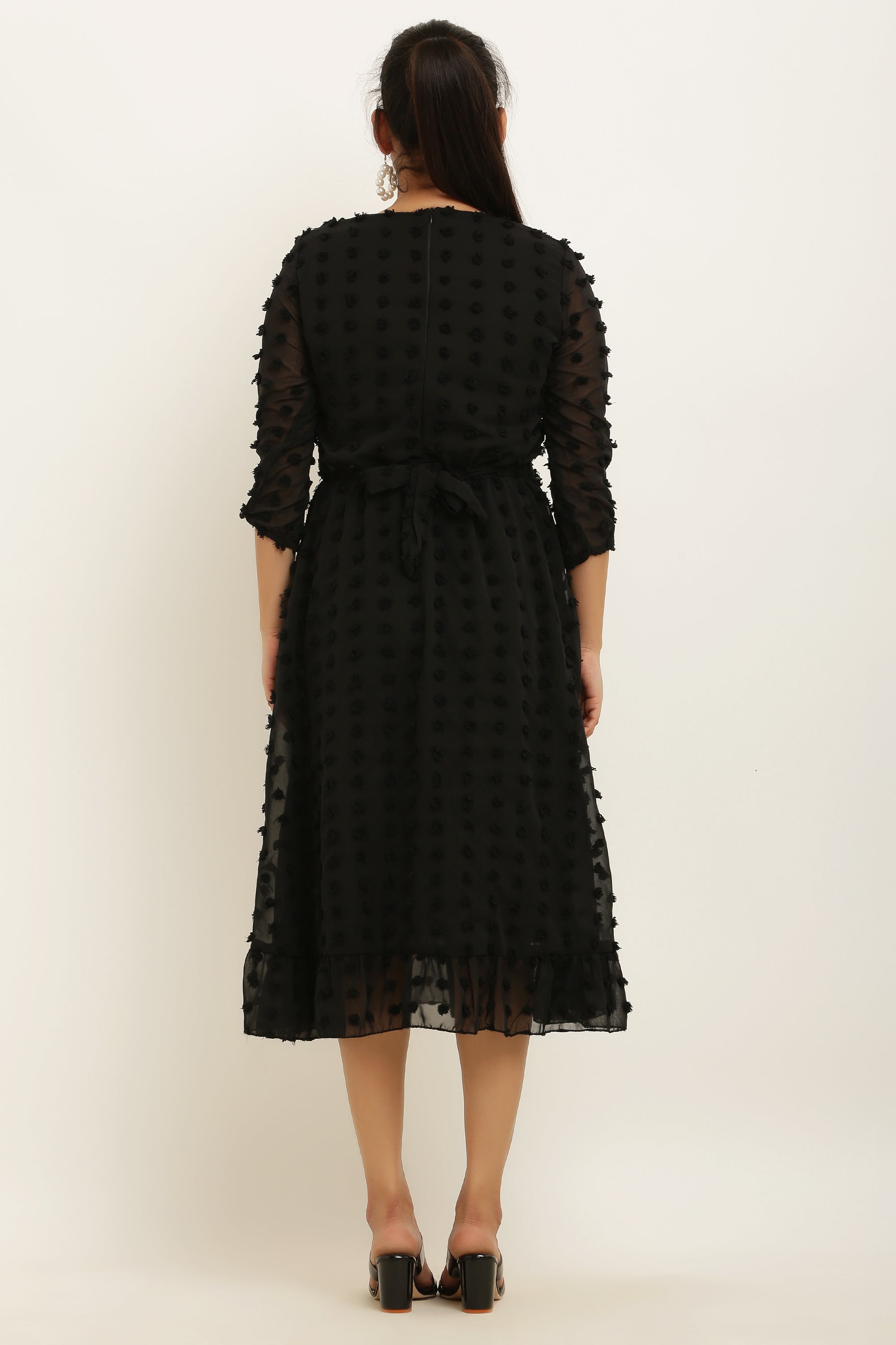 PAVONINE Buta-Design Black Dress For Girls & Women