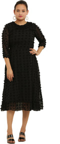 PAVONINE Buta-Design Black Dress For Girls & Women