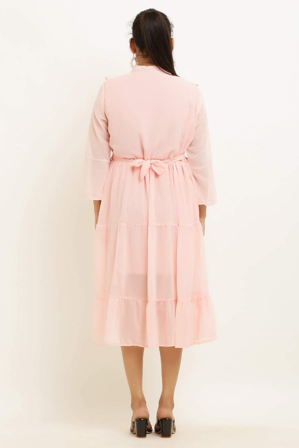 PAVONINE Pum Pum & Lace Inserted Pink Color Dress For Girls & Women