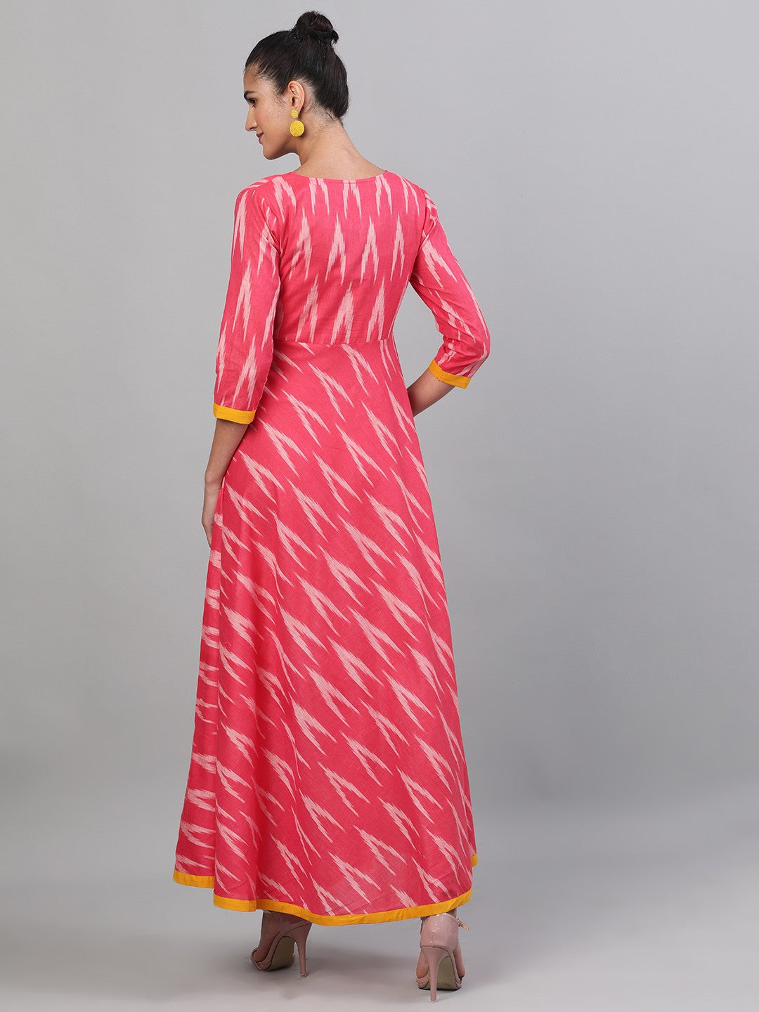 Antaran Red Cotton Flared Ikat Kurta
