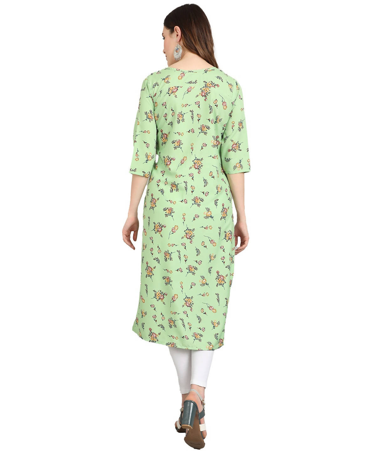 Vamika Pista French Crepe Printed Party Wear/Casual Wear Kurti