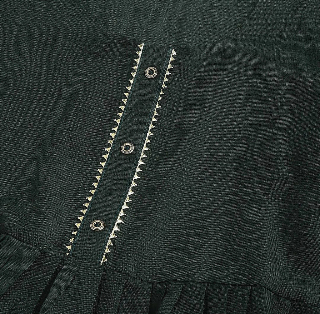 Green Poly Cotton Solid Nayra Cut Kurta - Tirtha