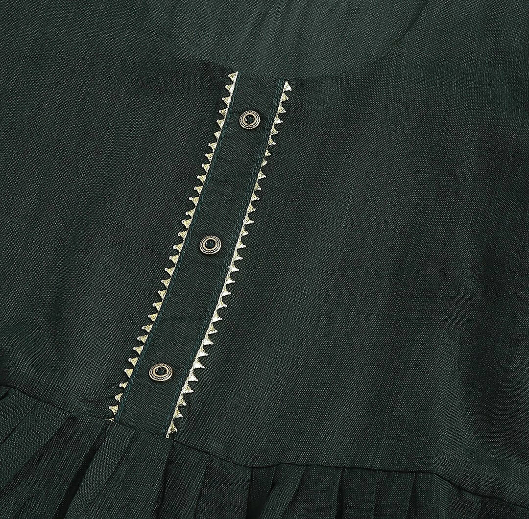 Green Poly Cotton Solid Nayra Cut Kurta - Tirtha