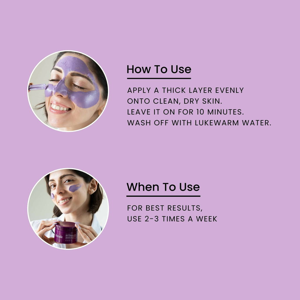 Foxtale De-Tan Face Mask For Glowing Skin - Clay Mask with Lactic Acid For Tan Removal, Reduction in Blackheads, Instant Brightening