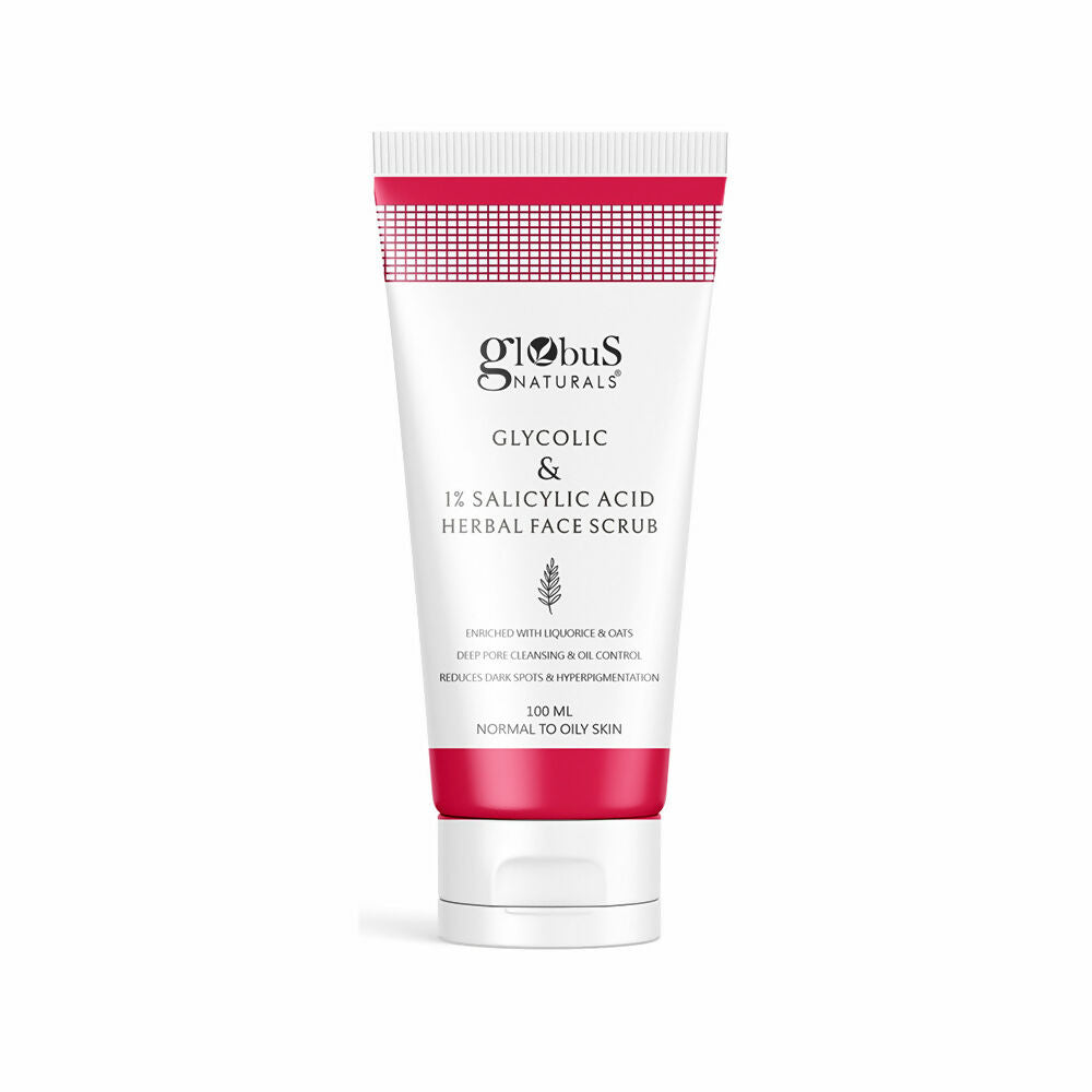 Globus Naturals Glycolic & 1% Salicylic Acid Herbal Anti Acne Face Scrub