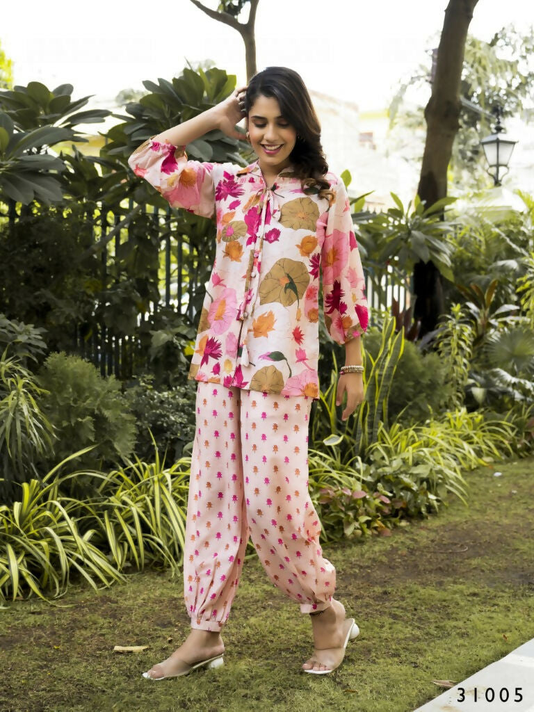 Casual Fashionable Multi Muslin Cotton co-ord set - Manya