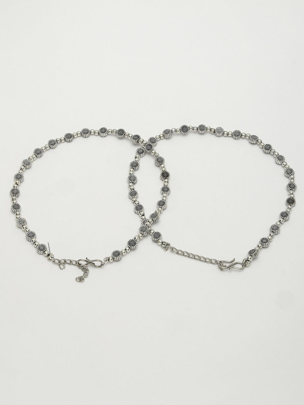 NVR Women's Set of 2 Silver-Plated German Silver Anklets