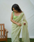 Vamsee Vijaysitara Pista Organza Saree