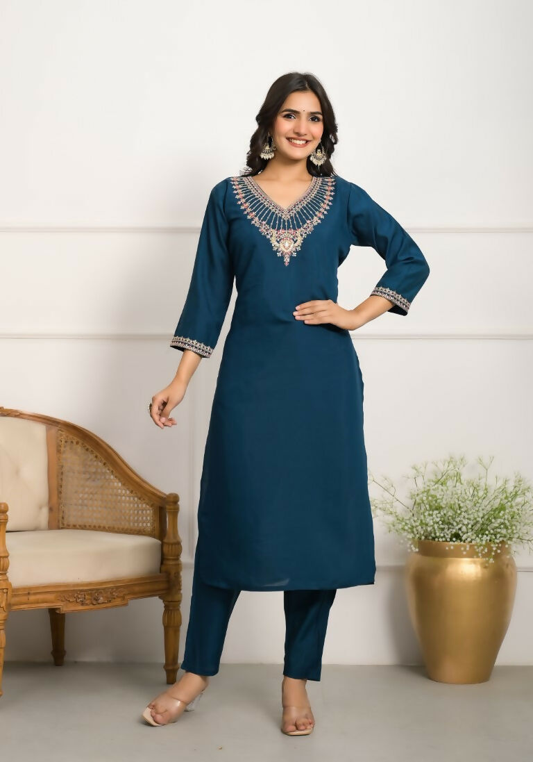 Festive Wear Ethnic Rama Viscose Chanderi Stitched Suit With Dupatta - Tanisha