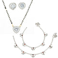 AanyaCentric Gold-Polished Mangalsutra Pendant Earring Set & Silver Plated Anklet