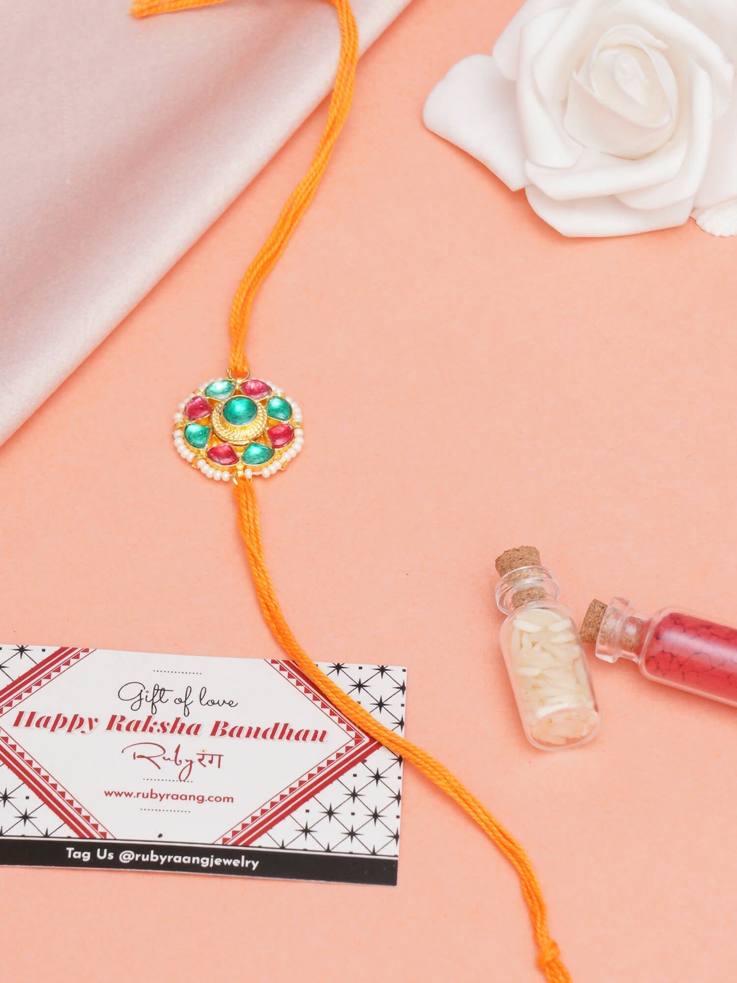 Designer kundan Rakhi - Ruby Raang