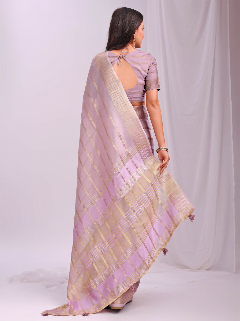 Shree Shyam Fashion Organza Light Pink Saree
