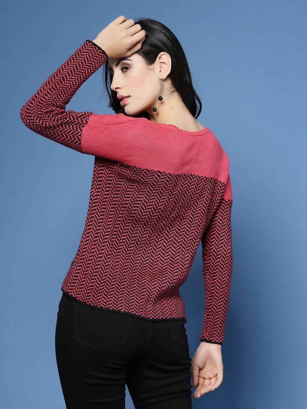 Women Winter Fuchsia Acrylic Sweater - Wool Trees
