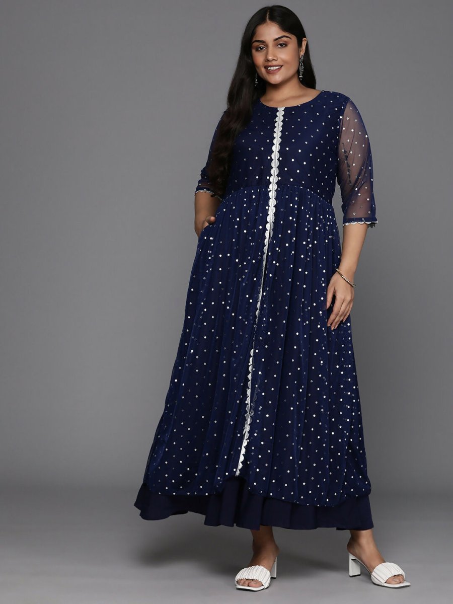 Ahalyaa Women's Traditional wear Ethnic Dress - Navy Blue