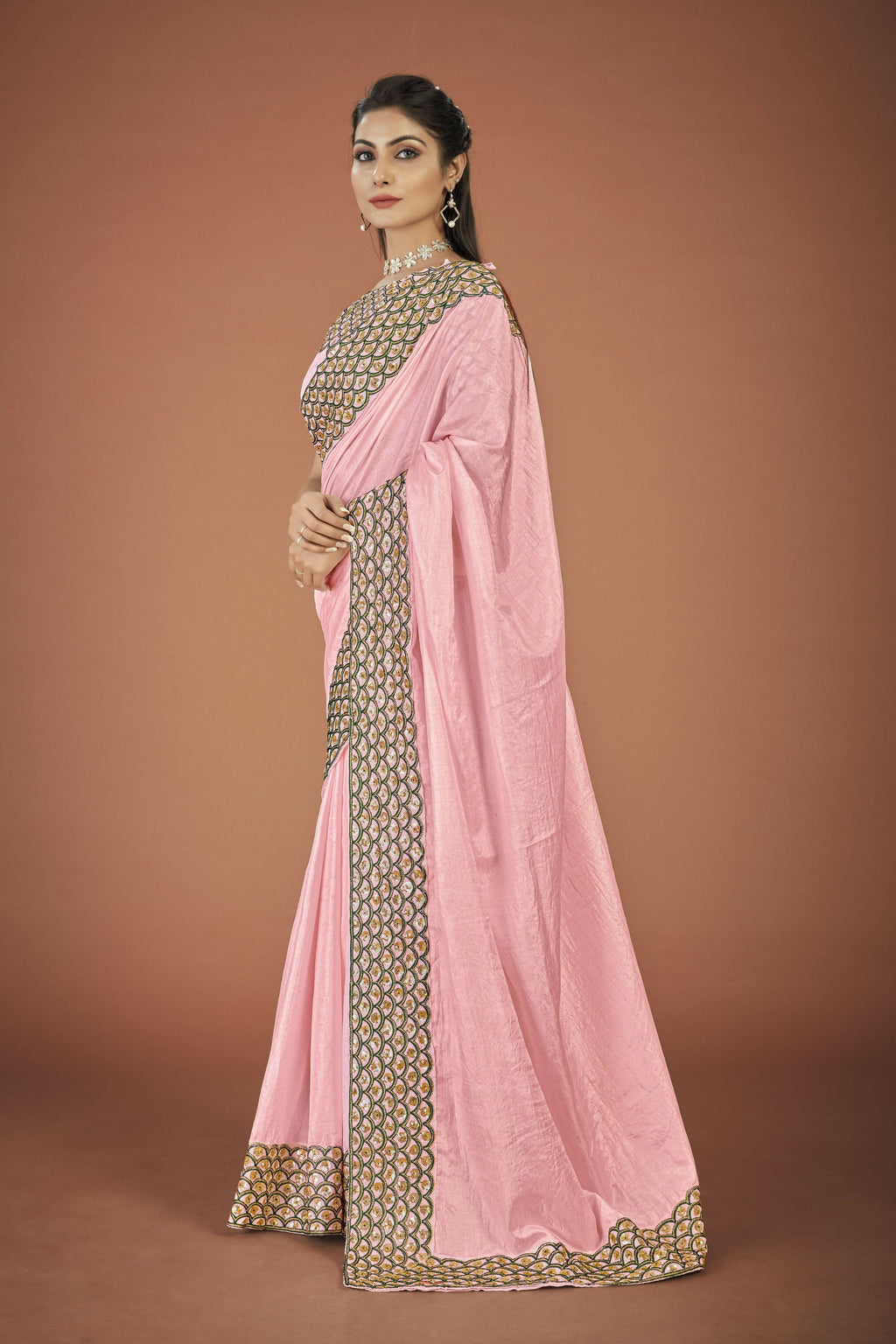 Vamsee Lata Pink Organza Saree