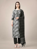 Jyoti Fashion Women's Black Rayon Print with Embroidery & Fancy Lace Work Kurta with Trouser & Dupatta