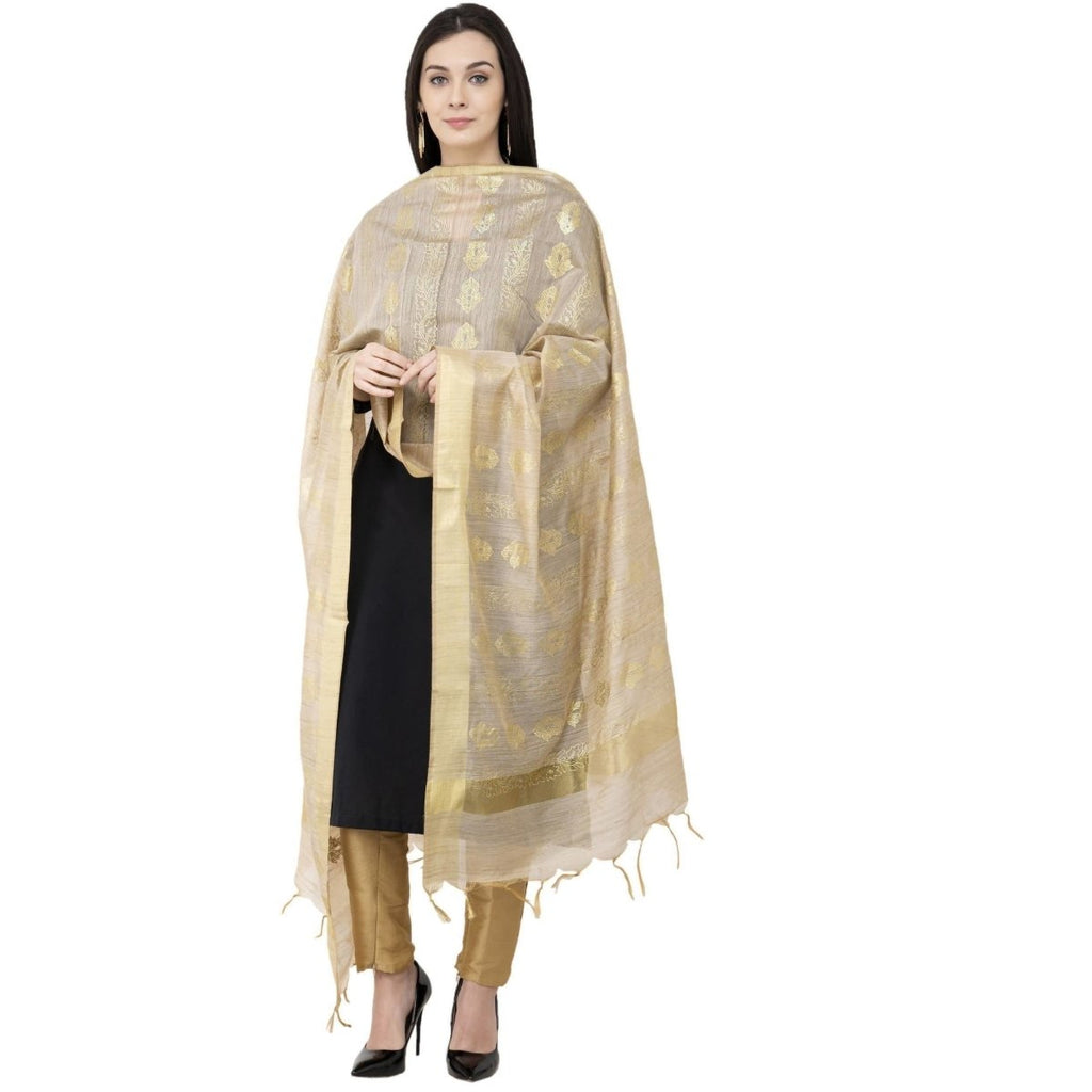 A R Silk Baswada Gold Print Fancy Dupatta Golden Color Dupatta or Chunni
