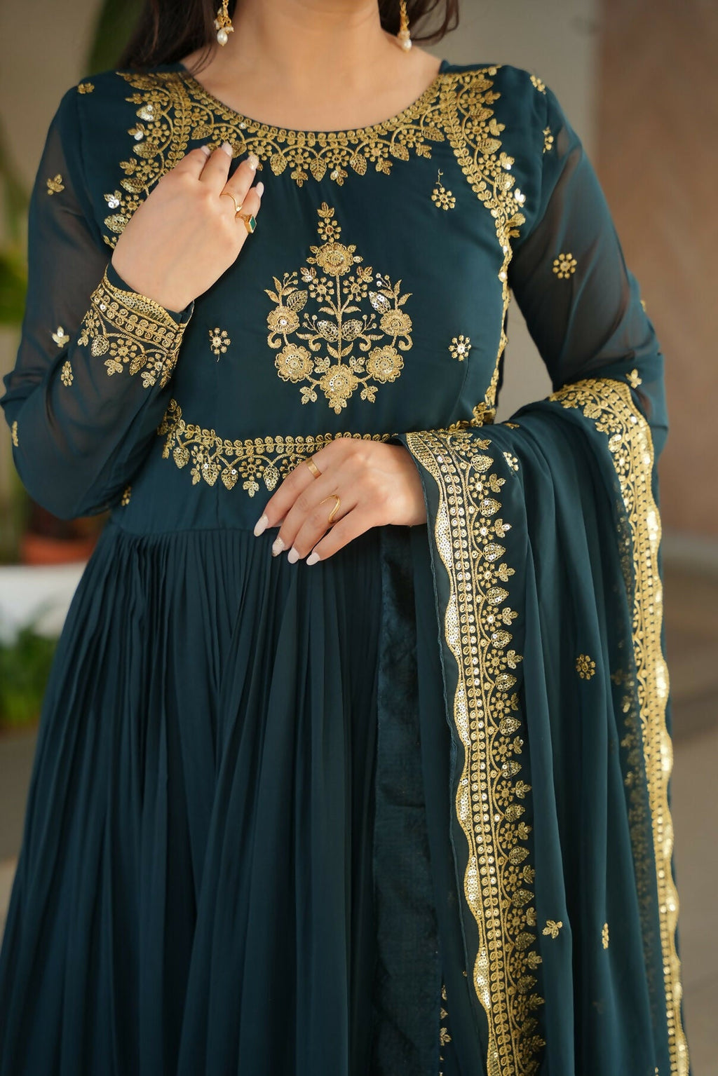 Joban Fashion Rama Georgette Sequence Embroidery Work Kurta Set