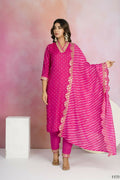 Ethnic Festive Wear Viscose Chanderi Pink Stitched Suit With Dupatta - Tanisha