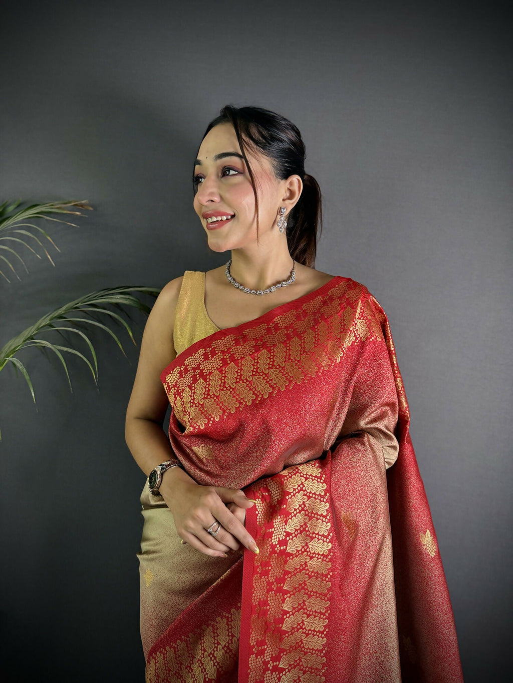 Joban Fashion Beige Handloom Silk Ikkat Saree