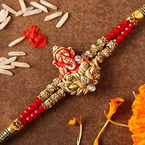 Ganesha Sacred Rakhi & Kaju Rolls Box