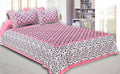 Vamika Printed Cotton Pink & Multicolor Latest Design Bedsheet With Pillow Covers (LEOC_CHKR_P)