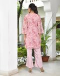 Vaasva Women's Pink Organza Digital Printed Cord Set