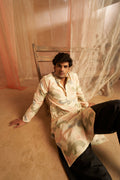 Cream Linen Designer Embroidery Work Men's Kurta Set - Mahotsav
