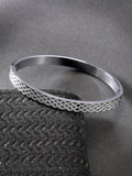 NVR Men's Silver-Plated Stainless Steel Kada Bracelet
