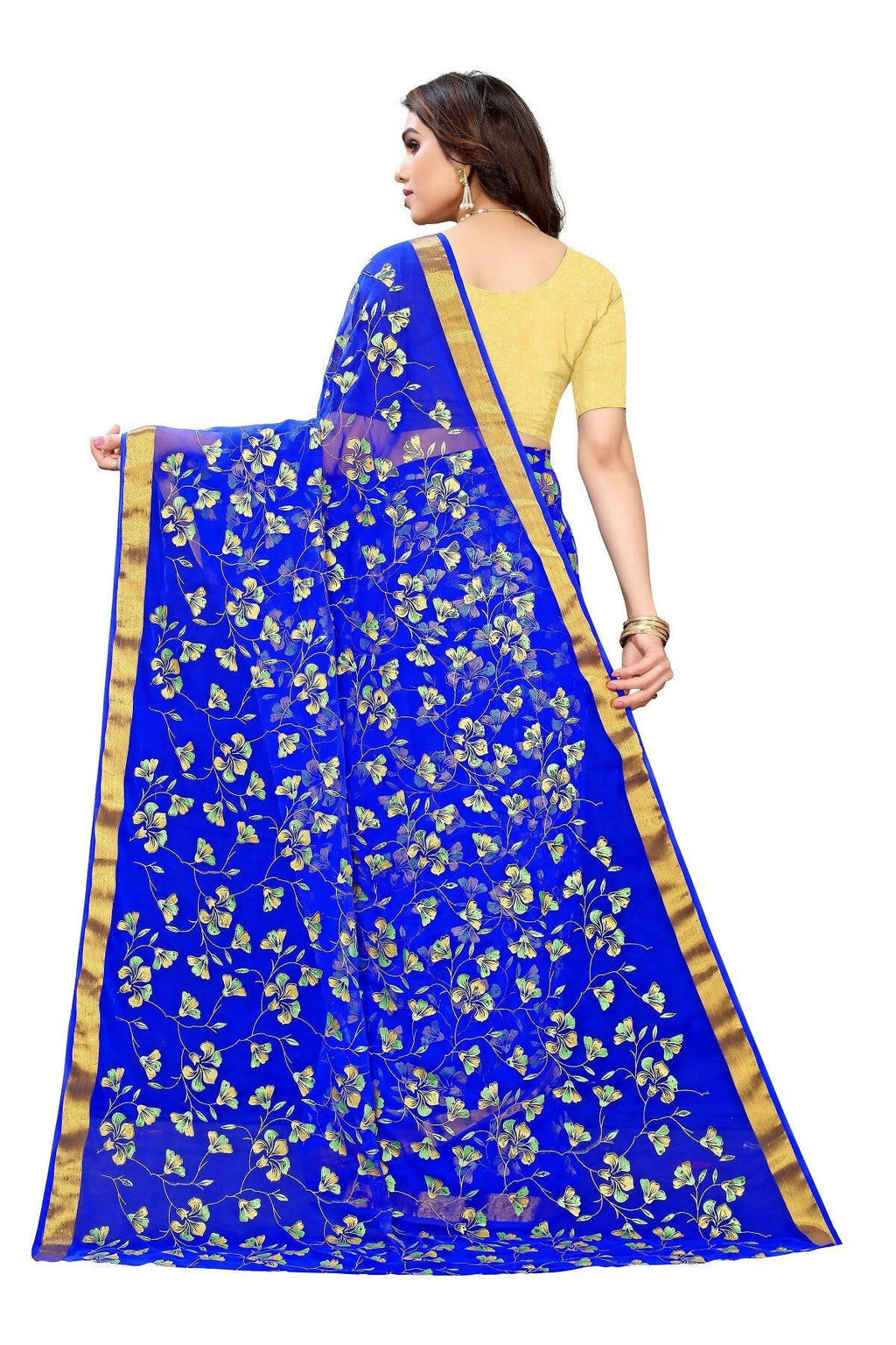 Vamika Blue Printed Chiffon Saree (UJALA BLUE)